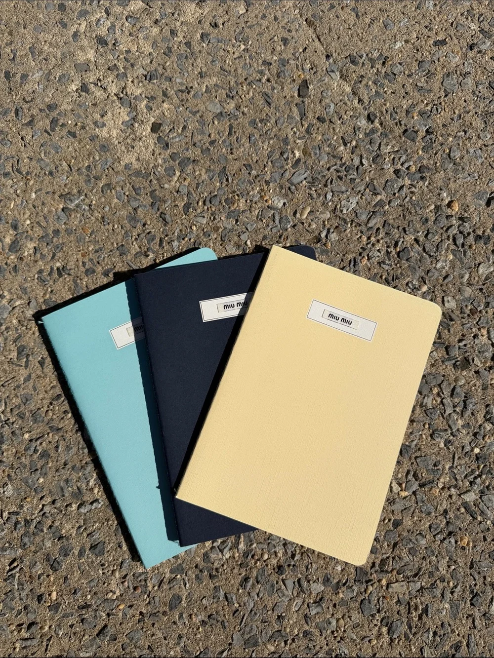 Miu Miu Yellow, light blue & Black , set of three notebooks